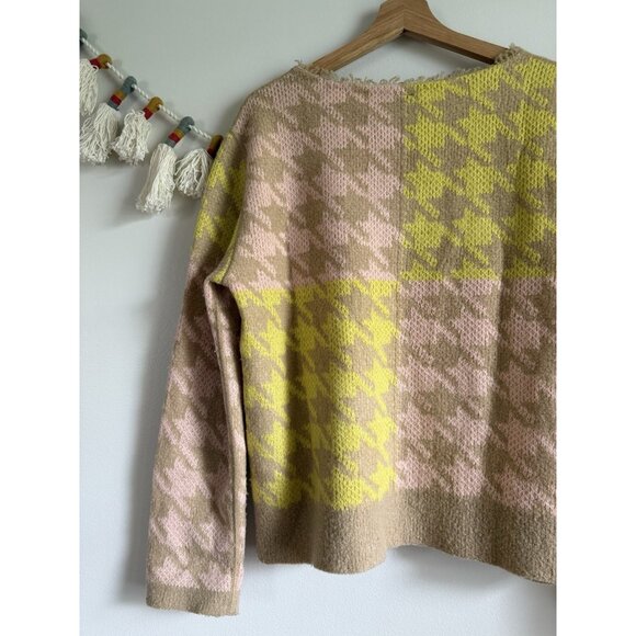 Marc Cain Houndstooth Wool Blend Knit Multicolor Sweater Preppy Academia N4 US 8 - Picture 7 of 10